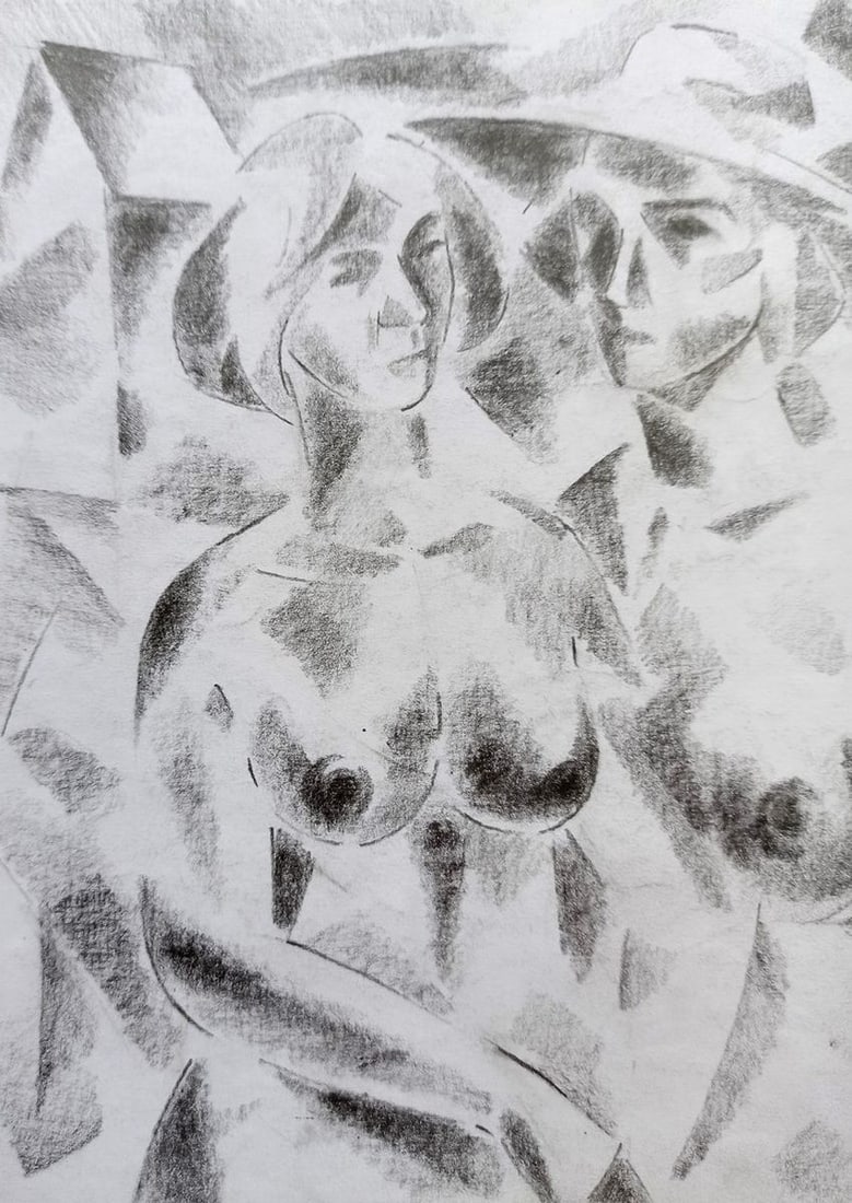 Abstract pencil painting Naked girls Peter Tovpev - 2