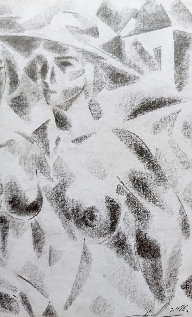 Abstract pencil painting Naked girls Peter Tovpev - 3