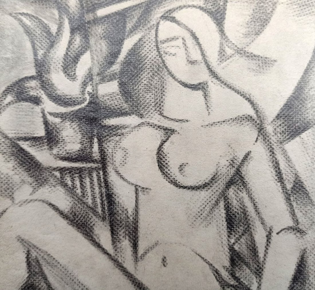 Abstract pencil painting Portrait of a naked girl Peter Tovpev - 2