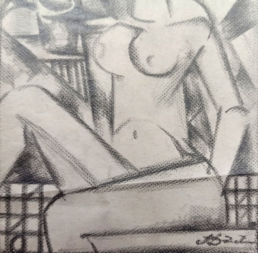 Abstract pencil painting Portrait of a naked girl Peter Tovpev - 3