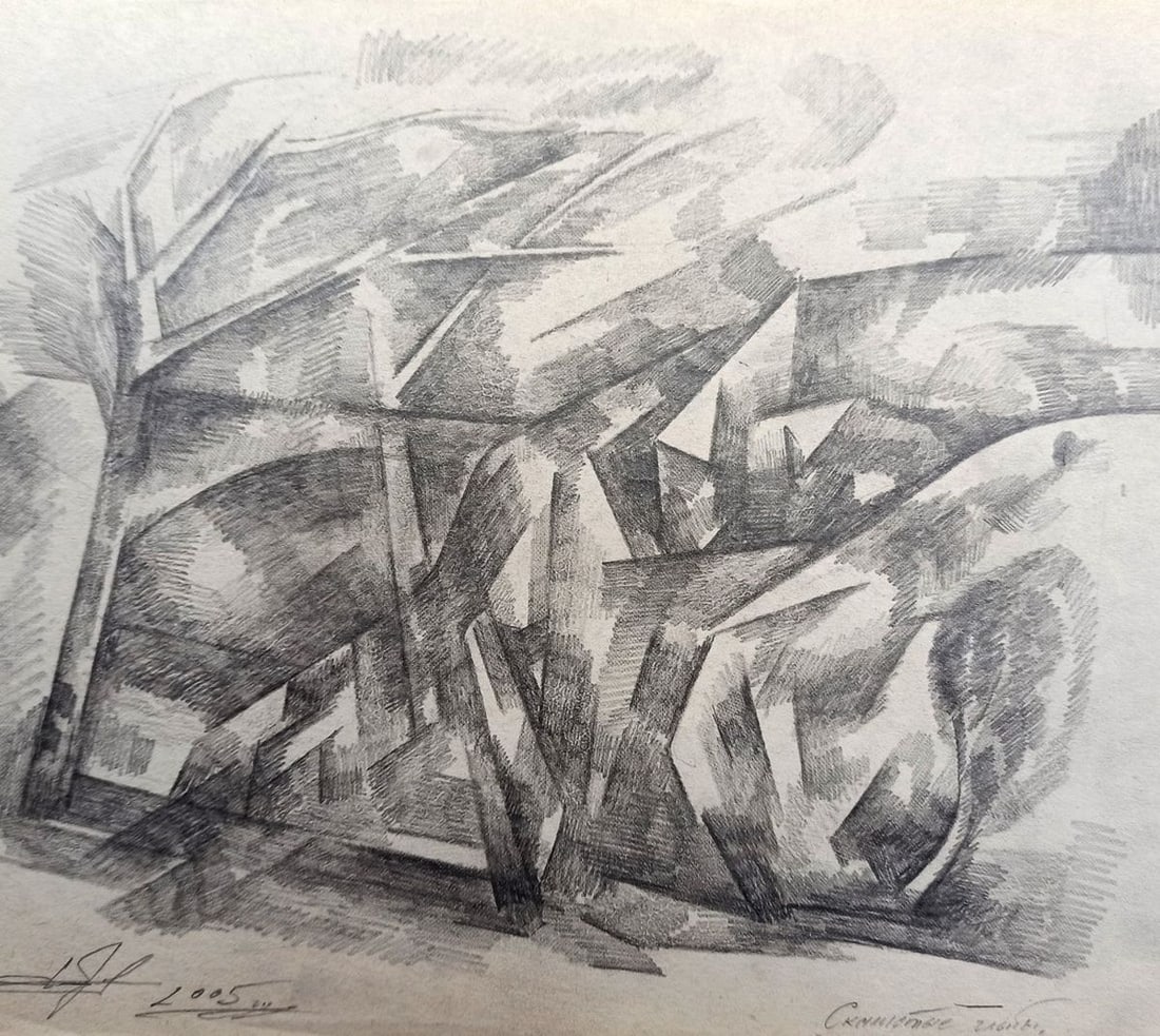 Abstract pencil painting Urban landscape Peter Tovpev (1 of 4)