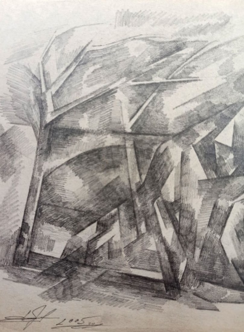 Abstract pencil painting Urban landscape Peter Tovpev - 2