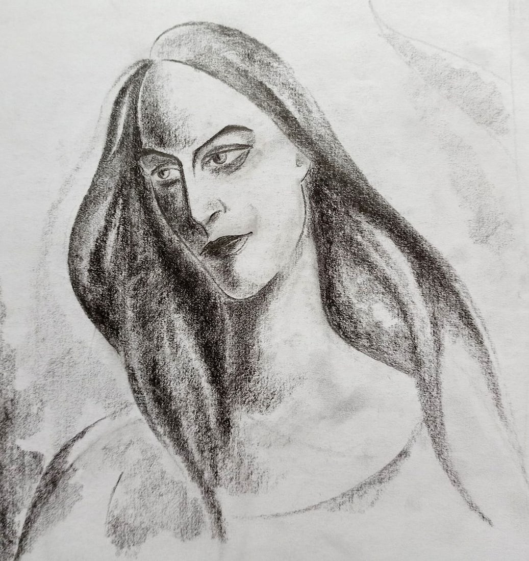 Abstract pencil painting Portrait of a girl Peter Tovpev: Title: Abstract pencil painting Portrait of a girl Peter Tovpev Description: NoDobr 421 *** ABOUT THIS PAINTING *** * TITLE: "Portrait of a girl" * ARTISTS: Peter Tovpev * SIZE: 21x18 cm/'8.26x7.08