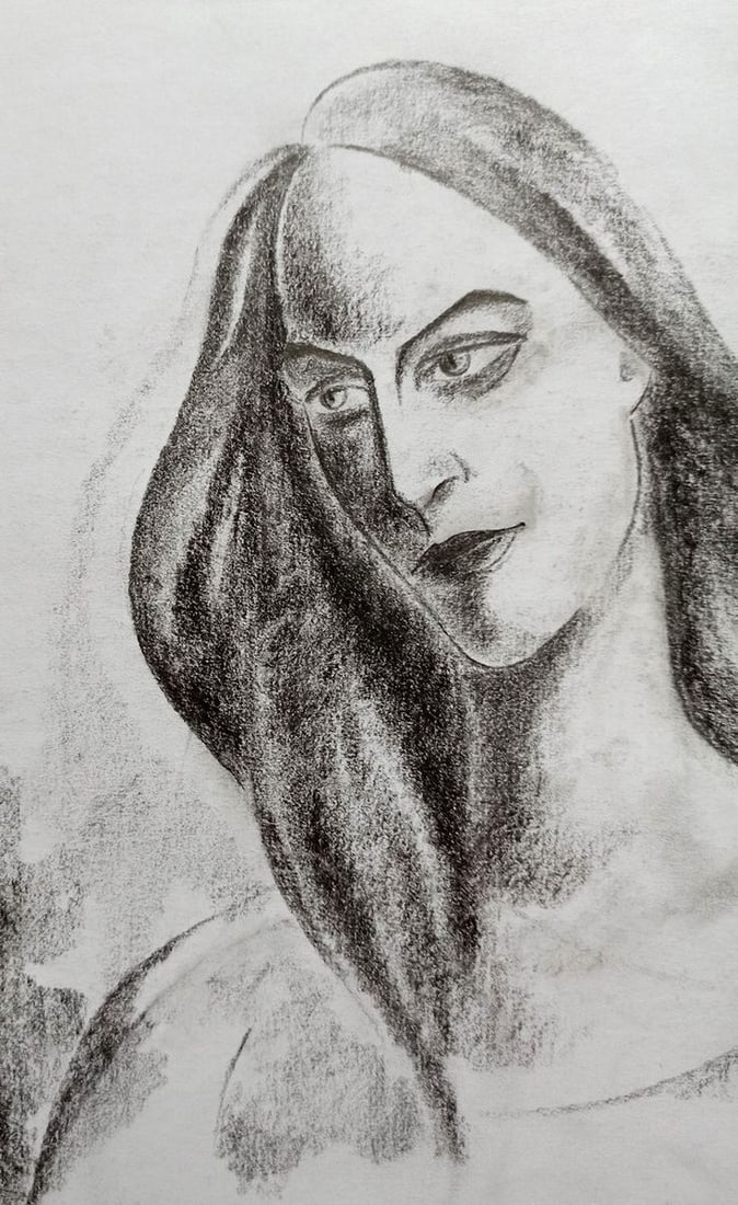 Abstract pencil painting Portrait of a girl Peter Tovpev - 2