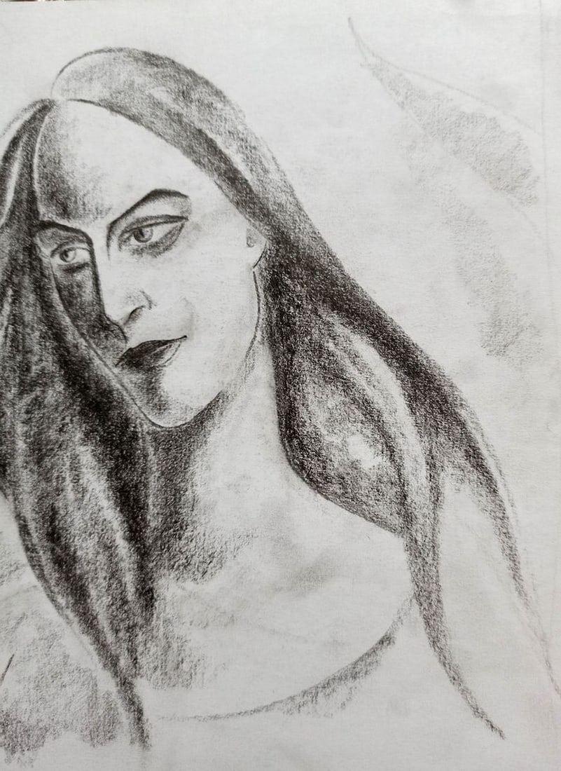 Abstract pencil painting Portrait of a girl Peter Tovpev - 3