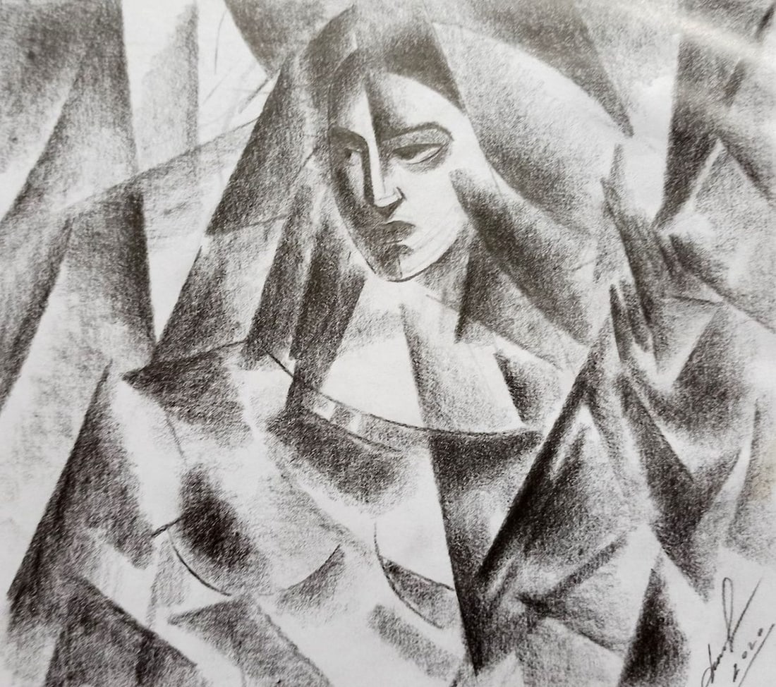 Abstract pencil painting Portrait of a girl Peter Tovpev: Title: Abstract pencil painting Portrait of a girl Peter Tovpev Description: NoDobr 422 *** ABOUT THIS PAINTING *** * TITLE: "Portrait of a girl" * ARTISTS: Peter Tovpev * SIZE: 18x17 cm/'7.08x6.69