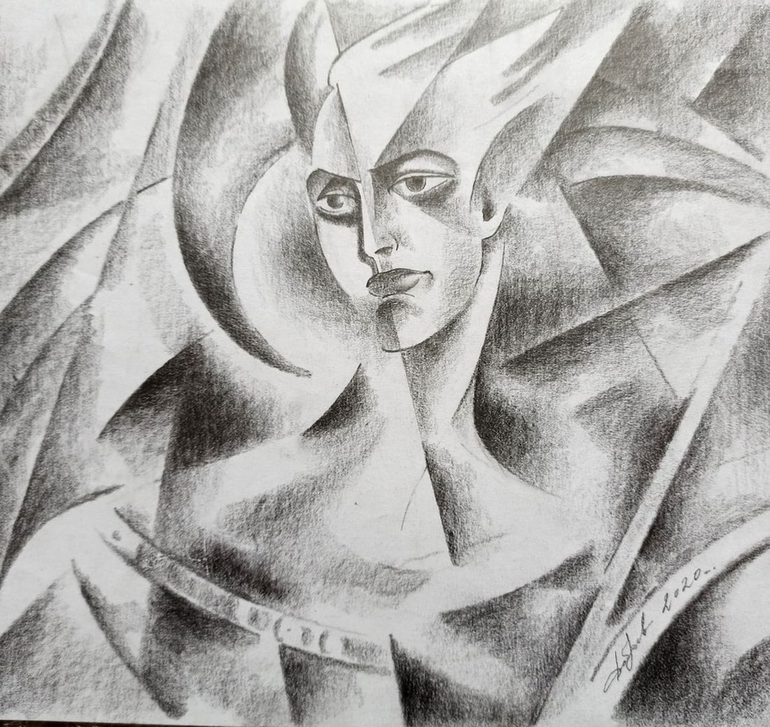 Abstract pencil painting Valkyrie Peter Tovpev: Title: Abstract pencil painting Valkyrie Peter Tovpev Description: NoDobr 423 *** ABOUT THIS PAINTING *** * TITLE: "Valkyrie" * ARTISTS: Peter Tovpev * SIZE: 21x24 cm/'8.26x9.44 inches' * MEDIUM: