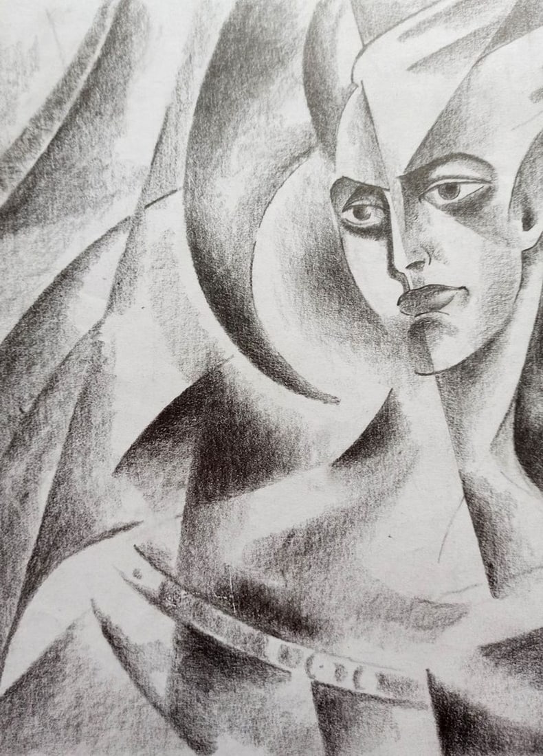 Abstract pencil painting Valkyrie Peter Tovpev - 2