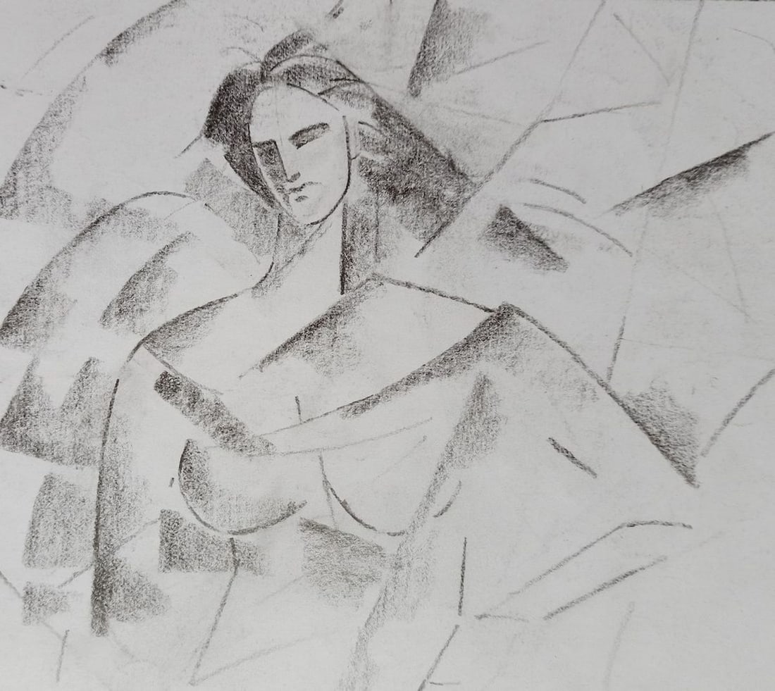 Abstract pencil painting Valkyrie Peter Tovpev - 4