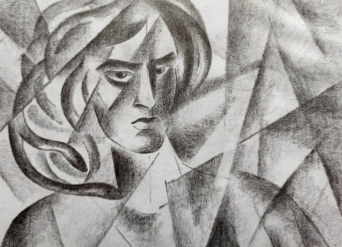 Abstract pencil painting Portrait of a naked girl Peter Tovpev - 2