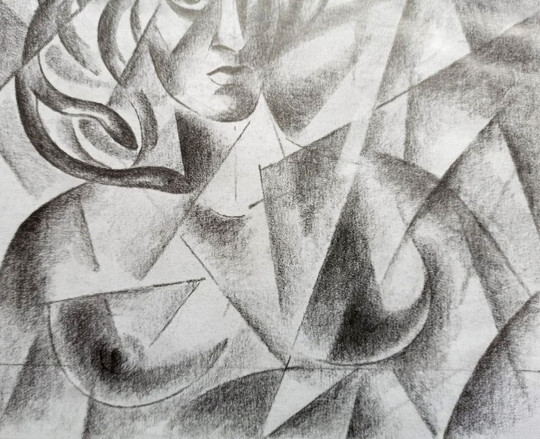 Abstract pencil painting Portrait of a naked girl Peter Tovpev - 3