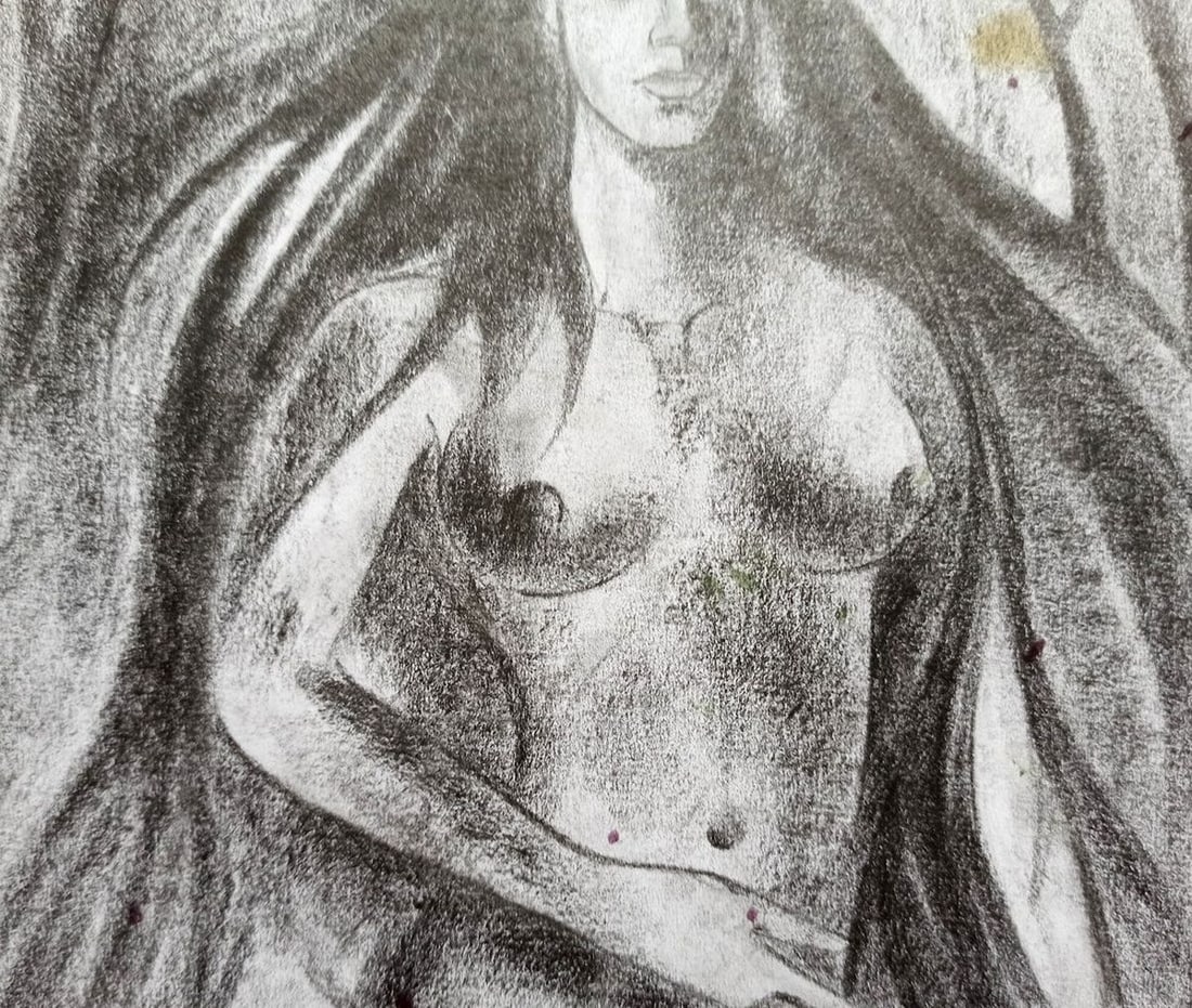 Abstract pencil painting Girl of the night Peter Tovpev - 3