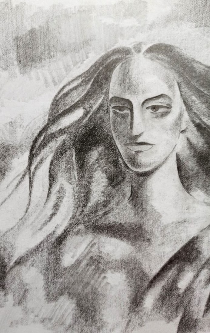 Abstract pencil painting Portrait of a girl Peter Tovpev - 2
