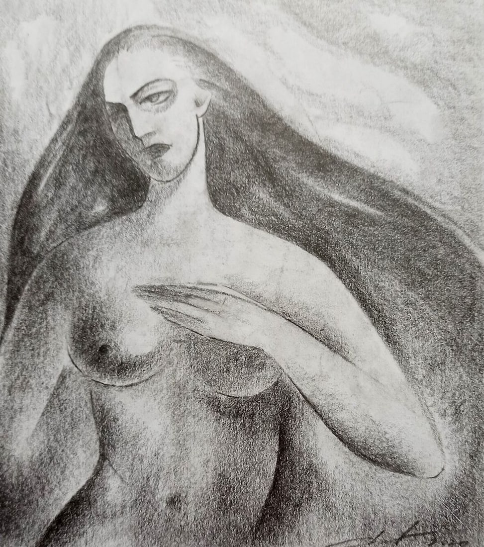 Pencil painting Portrait of a naked girl Peter Tovpev: Title: Pencil painting Portrait of a naked girl Peter Tovpev Description: NoDobr 429 *** ABOUT THIS PAINTING *** * TITLE: "Portrait of a naked girl" * ARTISTS: Peter Tovpev * SIZE: 18x16
