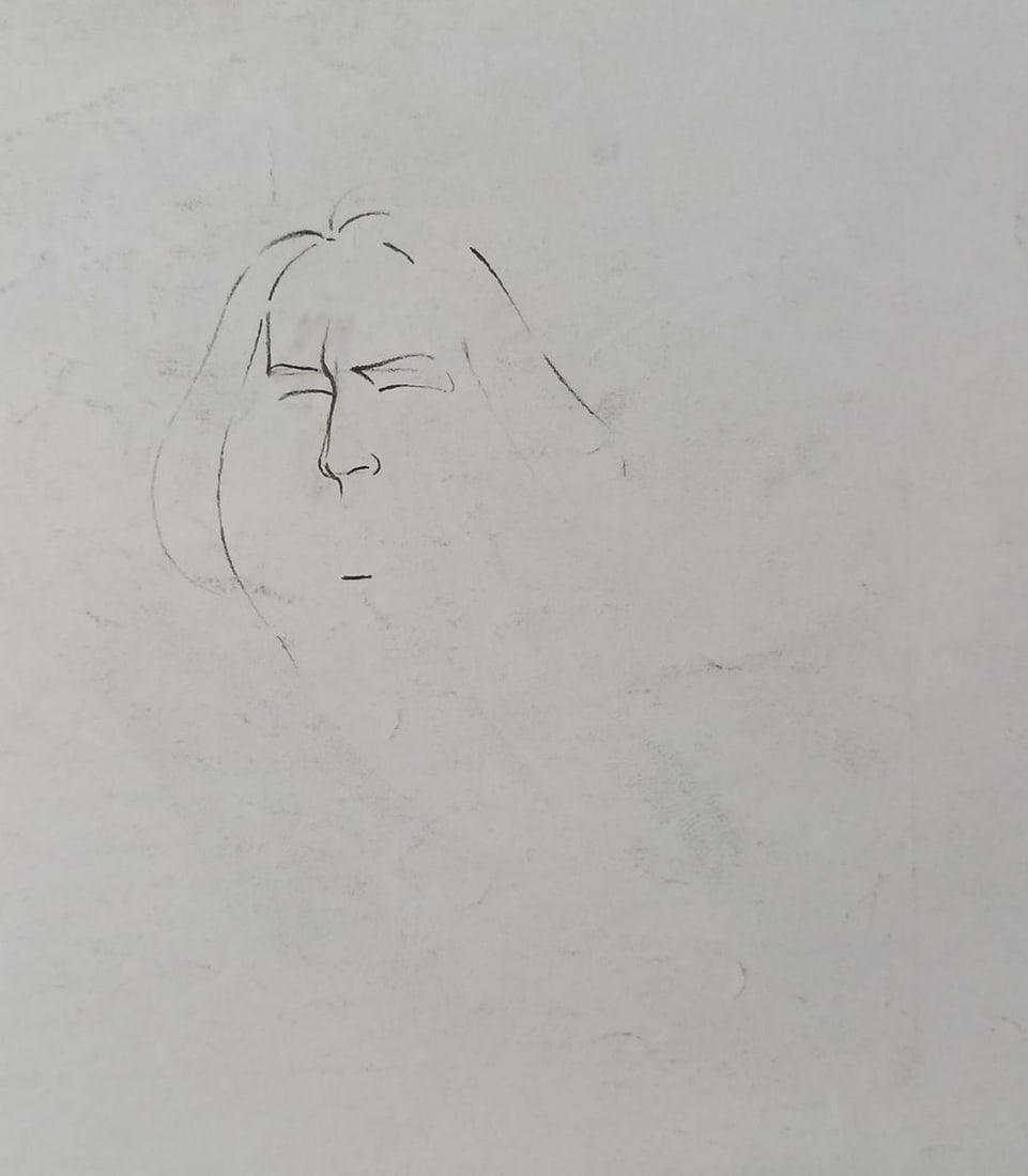 Pencil painting Portrait of a naked girl Peter Tovpev - 4