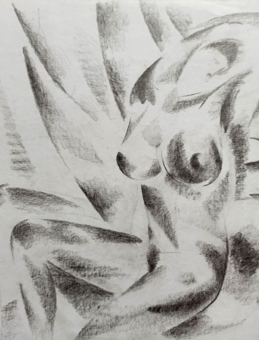 Abstract pencil painting Naked girl Peter Tovpev - 2