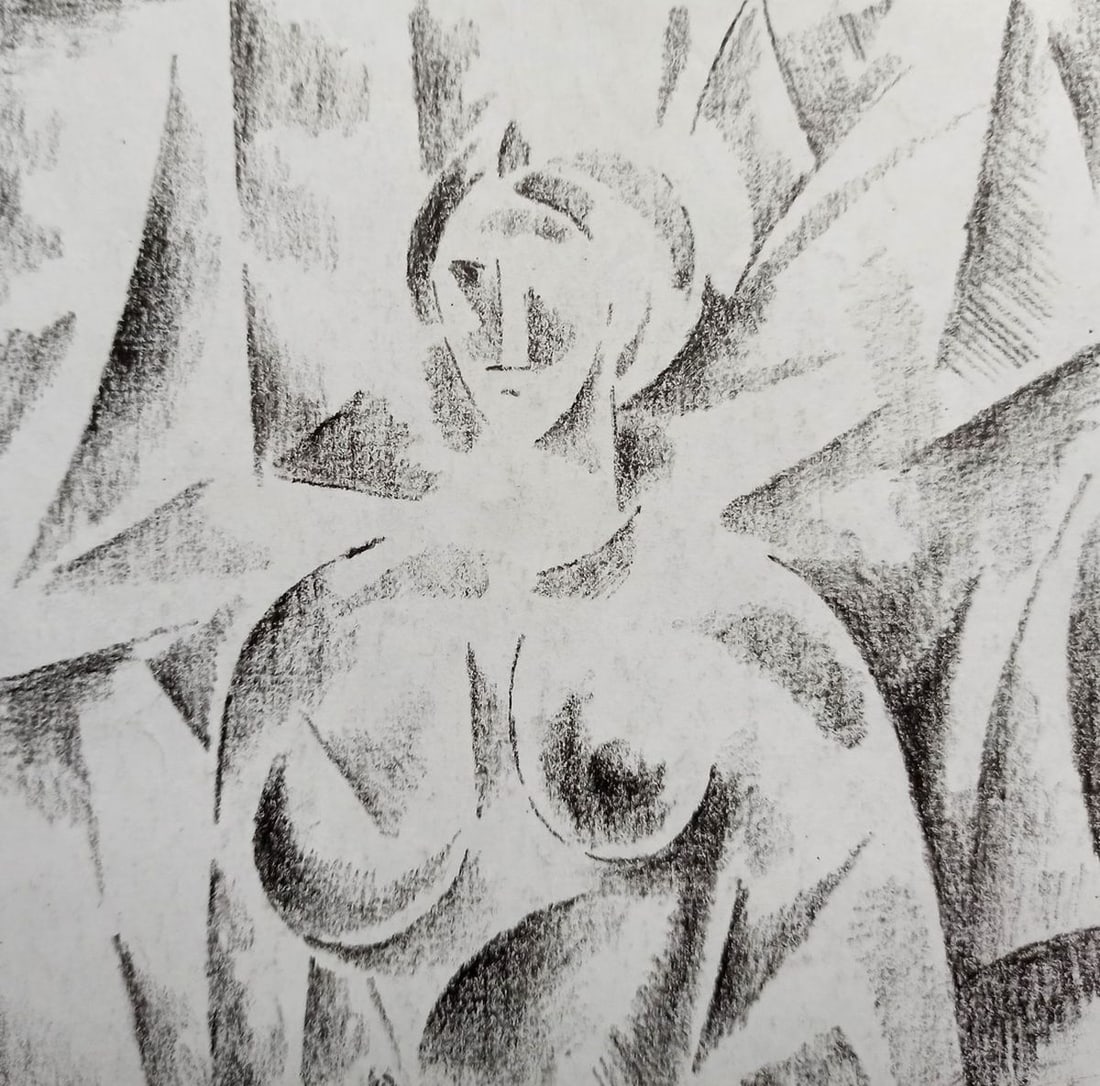 Abstract pencil painting Naked girl Peter Tovpev - 2