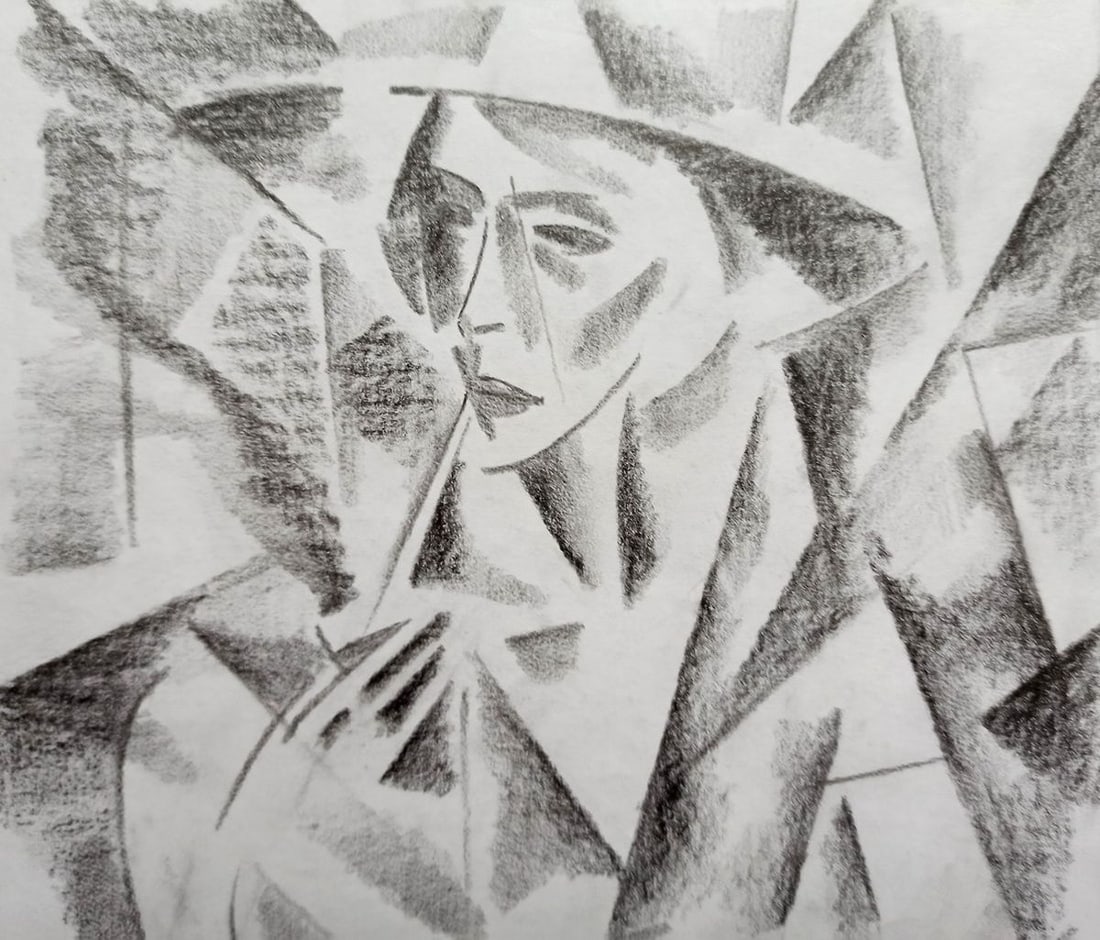 Abstract pencil painting Portrait of a woman Peter Tovpev - 2