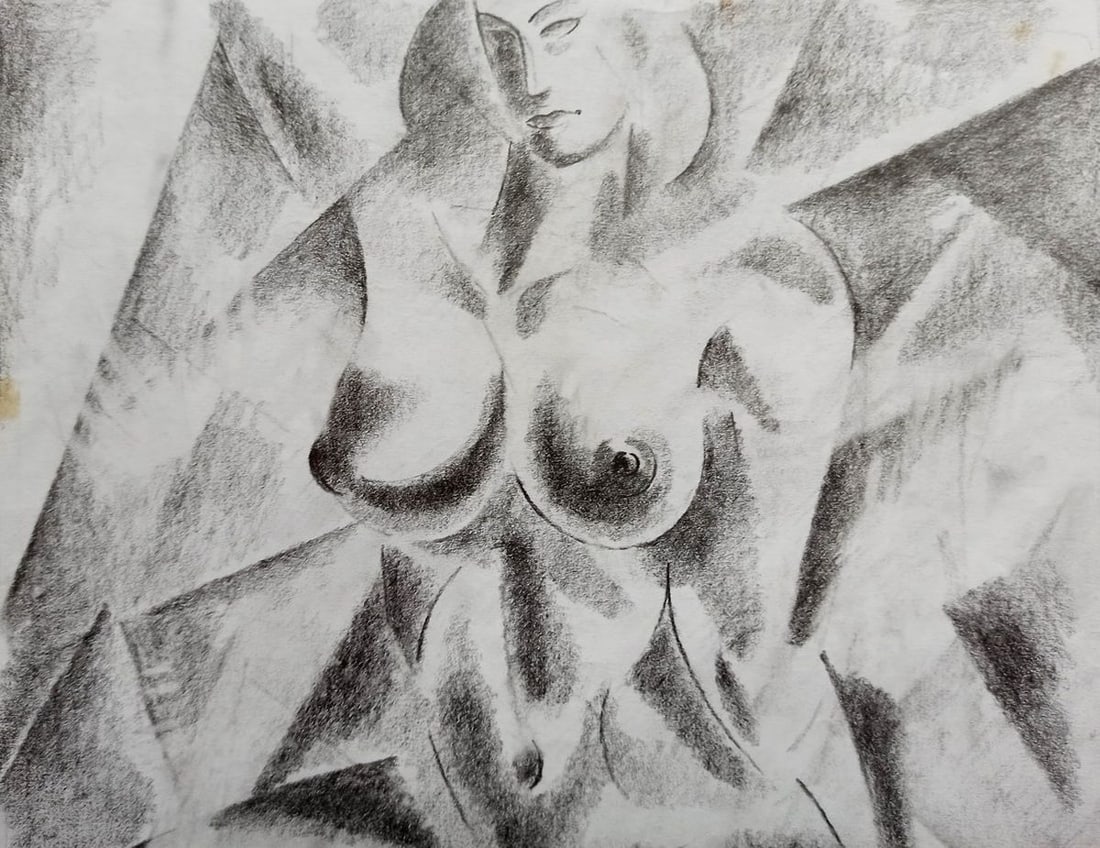 Abstract pencil painting Naked girl Peter Tovpev - 2