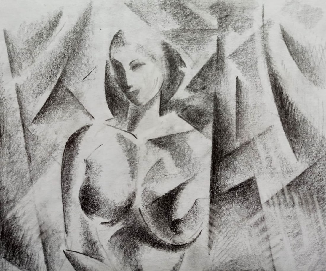 Abstract pencil painting Naked girl Peter Tovpev - 2