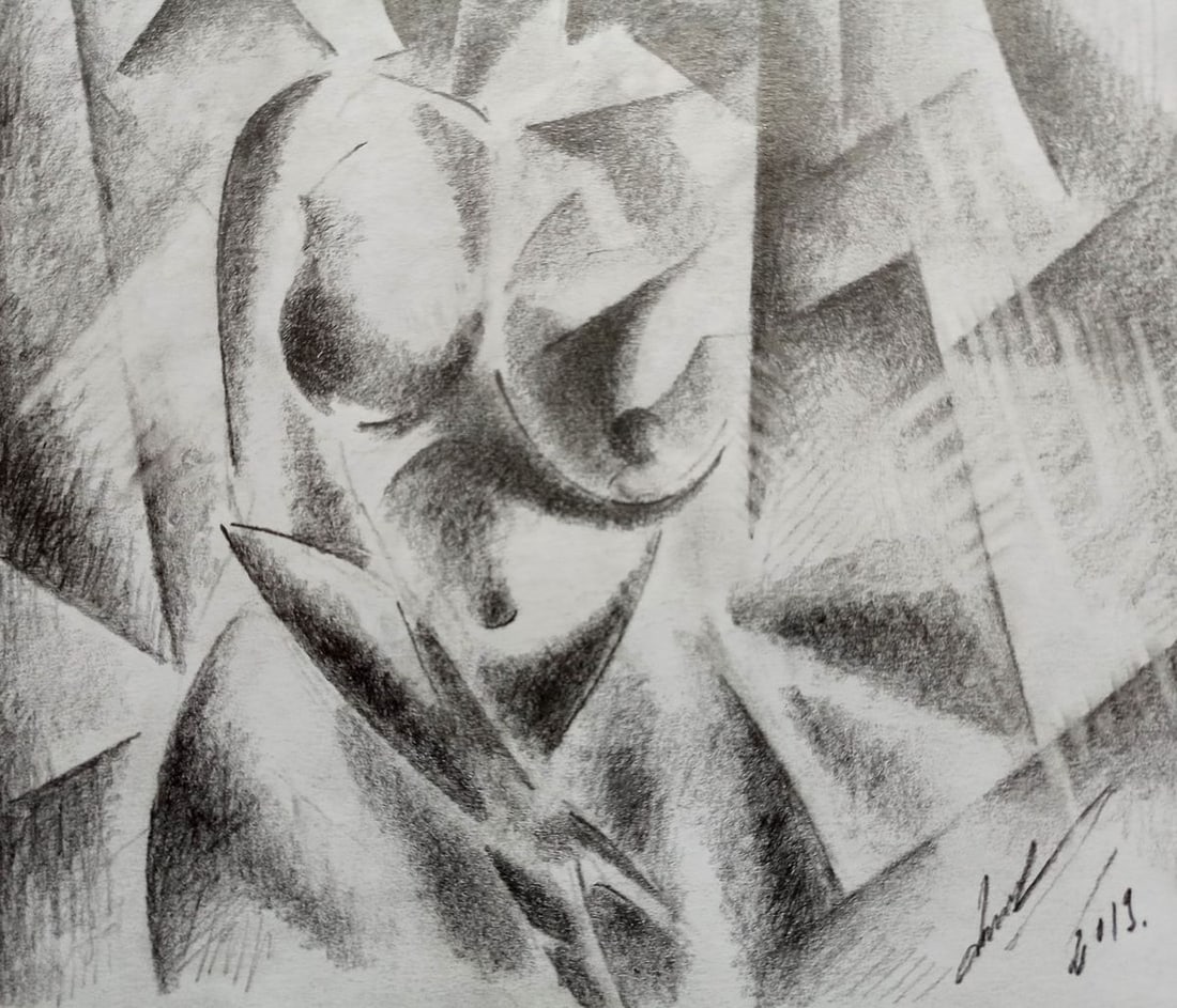 Abstract pencil painting Naked girl Peter Tovpev - 3
