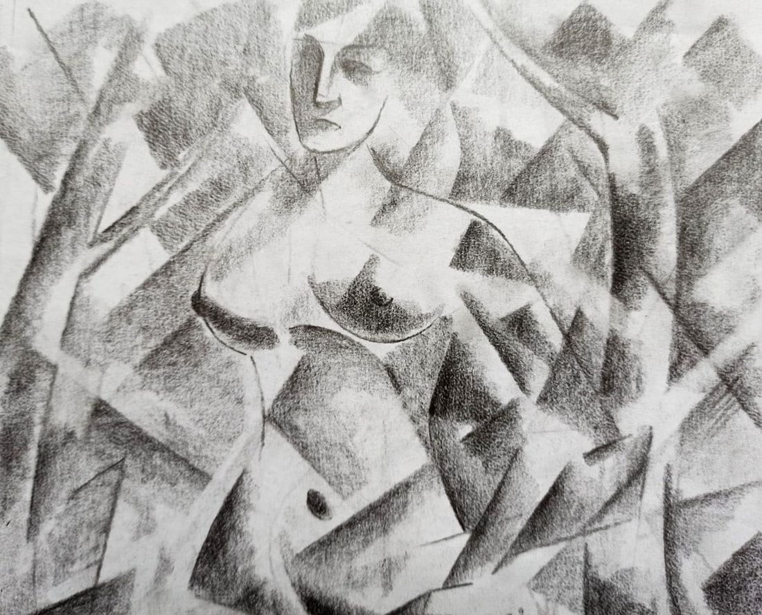 Abstract pencil painting Naked girl Peter Tovpev - 2