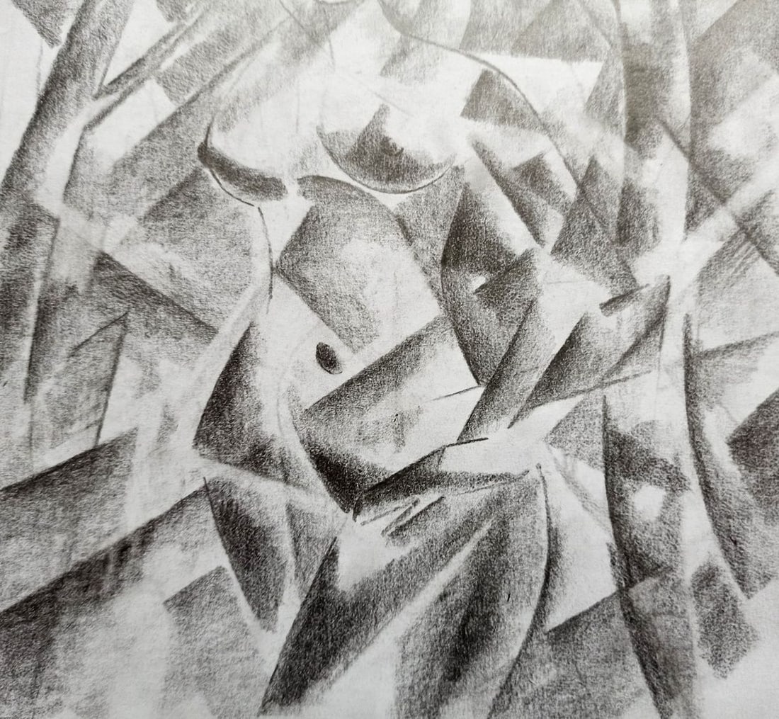 Abstract pencil painting Naked girl Peter Tovpev - 3