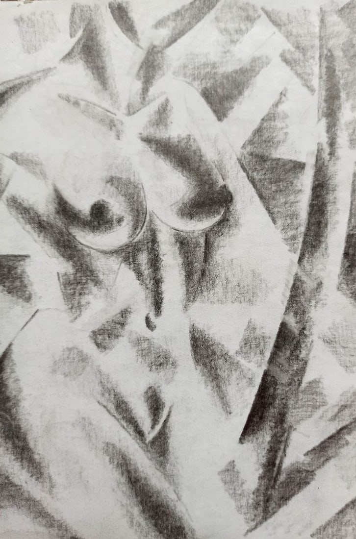 Abstract pencil painting Naked girl Peter Tovpev - 3