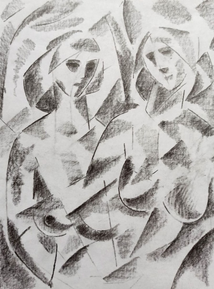 Abstract pencil painting Naked girls Peter Tovpev - 2