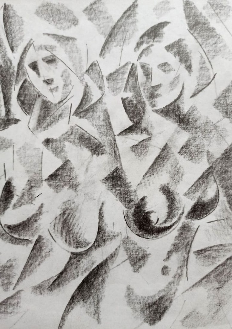 Abstract pencil painting Naked girls Peter Tovpev - 3