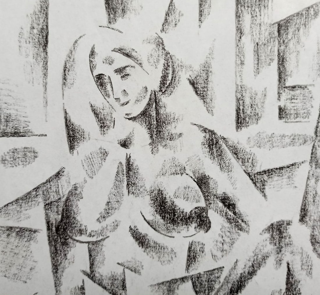 Abstract pencil painting Naked girl Peter Tovpev - 2