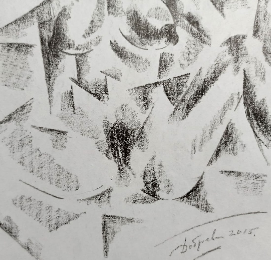 Abstract pencil painting Naked girl Peter Tovpev - 3