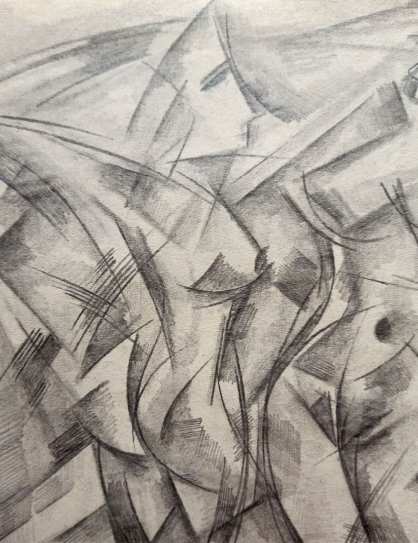 Abstract pencil painting Portrait of naked girls Peter Tovpev - 2