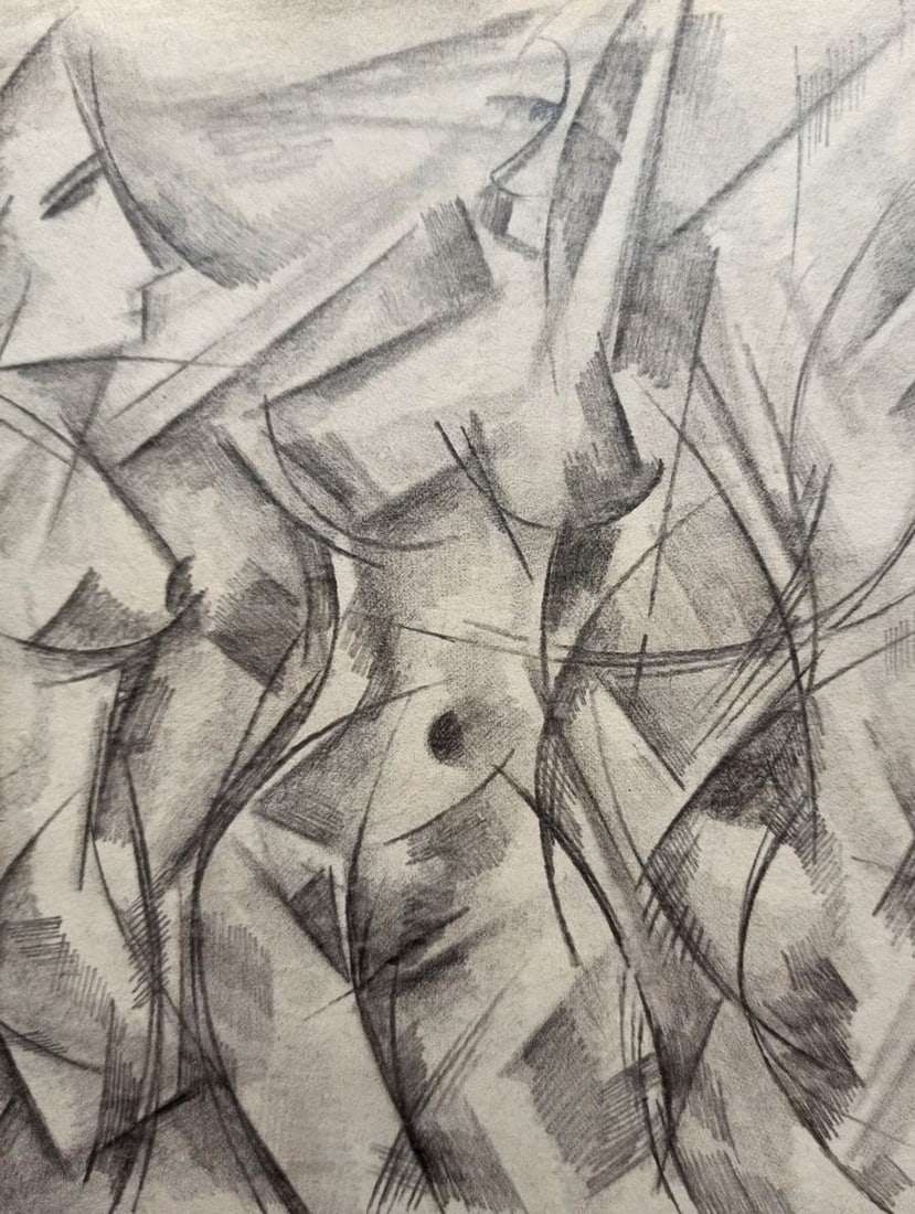 Abstract pencil painting Portrait of naked girls Peter Tovpev - 3