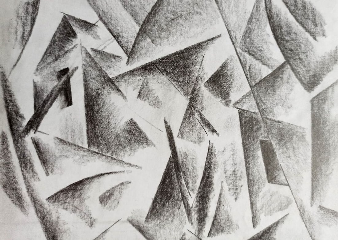 Abstract pencil painting City landscape Peter Tovpev - 2