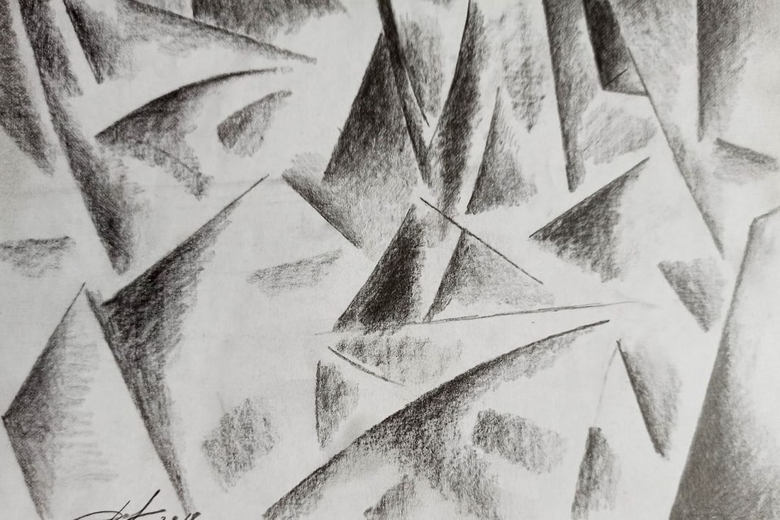 Abstract pencil painting City landscape Peter Tovpev - 3