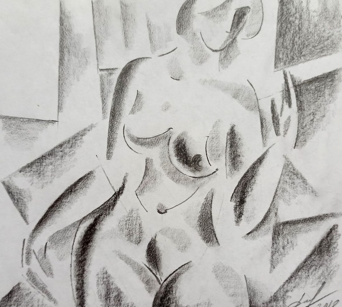 Abstract pencil painting Portrait of a naked girl Peter Tovpev: Title: Abstract pencil painting Portrait of a naked girl Peter Tovpev Description: NoDobr 445 *** ABOUT THIS PAINTING *** * TITLE: "Portrait of a naked girl" * ARTISTS: Peter Tovpev * SIZE: 16x18 cm/'