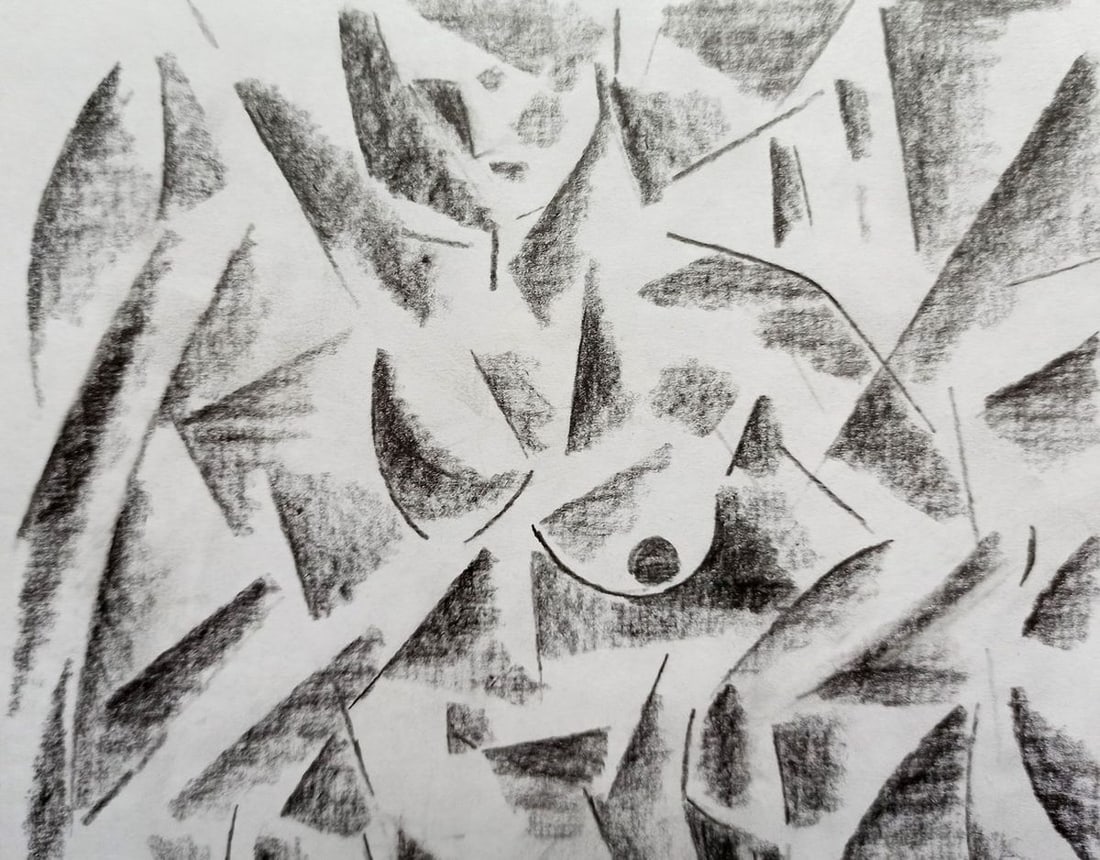 Abstract pencil painting Portrait of a naked girl Peter Tovpev - 2
