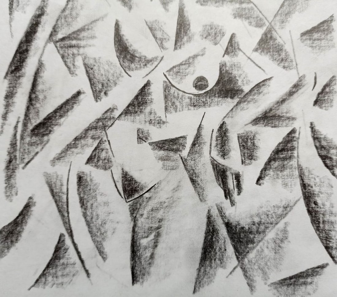 Abstract pencil painting Portrait of a naked girl Peter Tovpev - 3