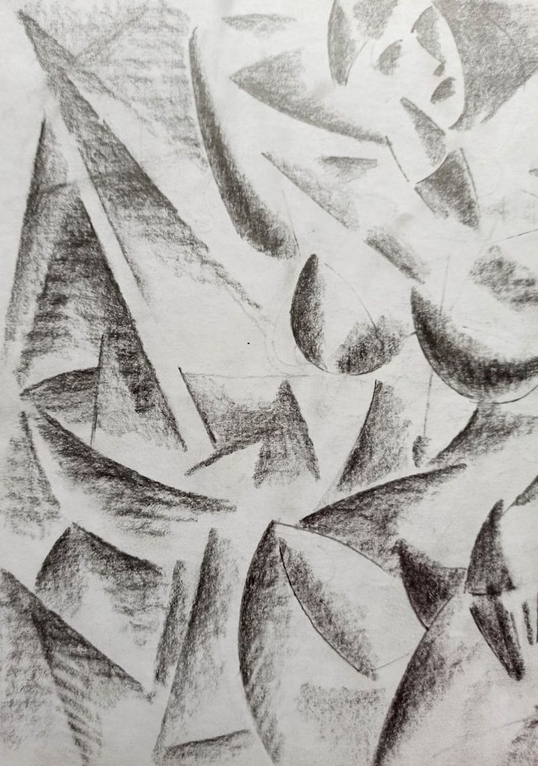 Abstract pencil painting Portrait of a naked girl Peter Tovpev - 2