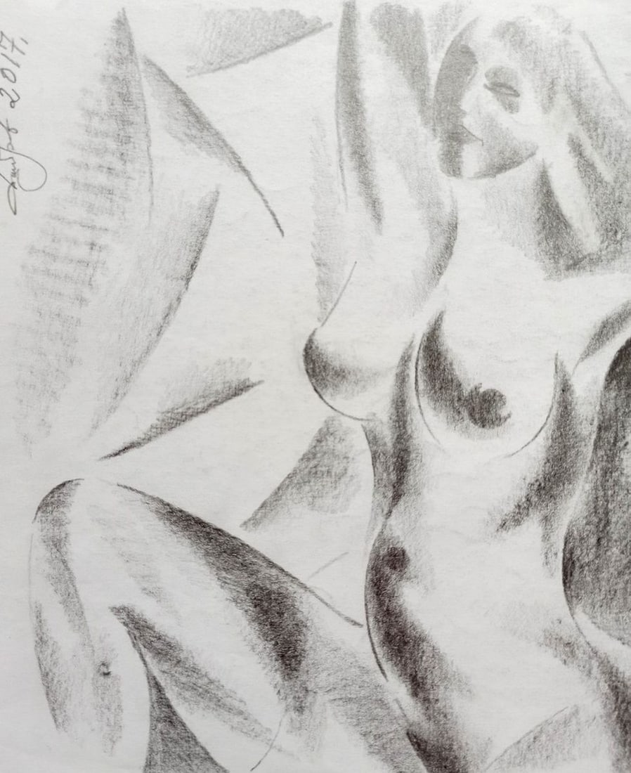 Abstract pencil painting Naked girl Peter Tovpev - 2