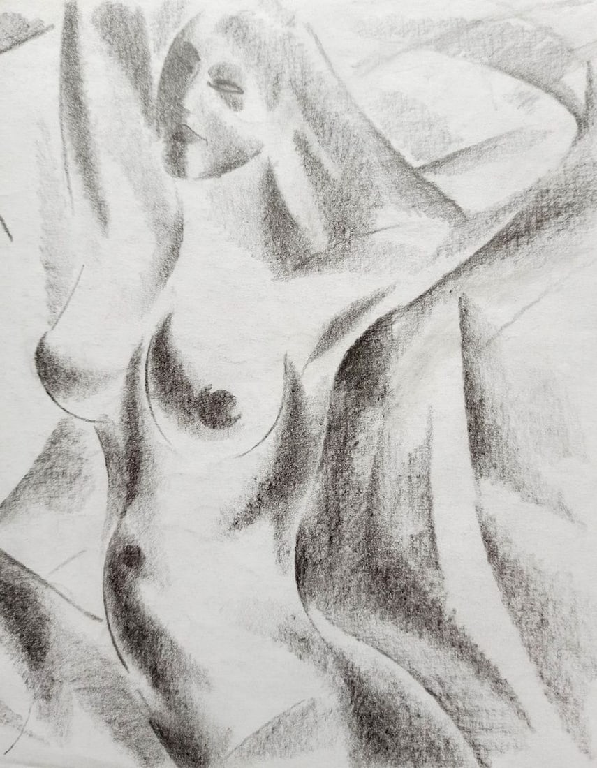 Abstract pencil painting Naked girl Peter Tovpev - 3