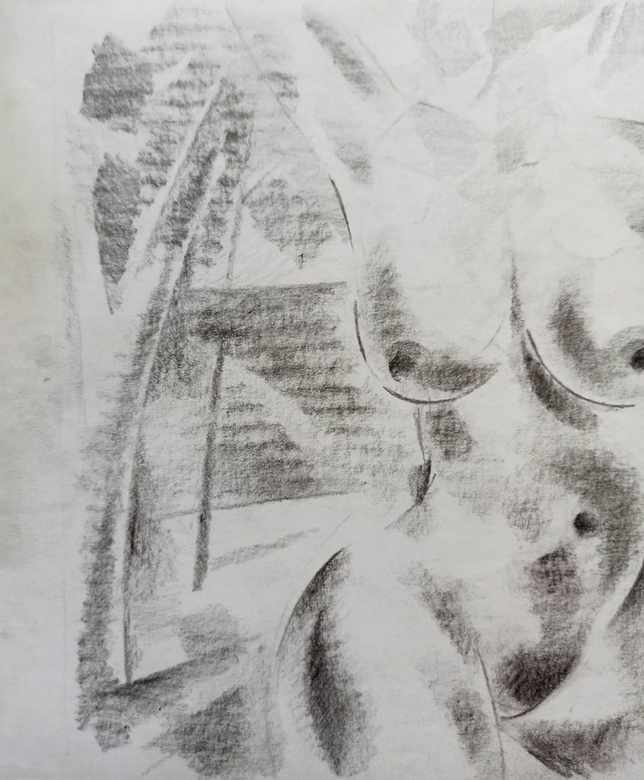 Abstract pencil painting Naked girls Peter Tovpev - 2