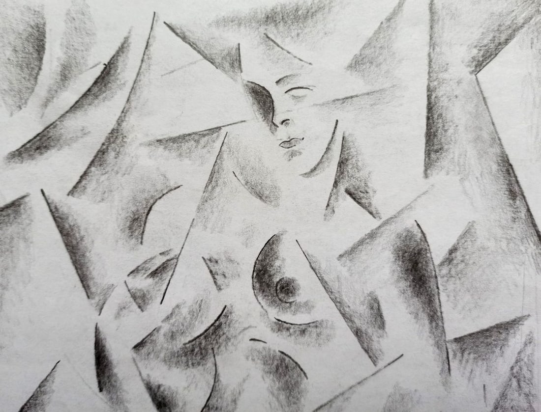 Abstract pencil painting Naked girl Peter Tovpev - 2