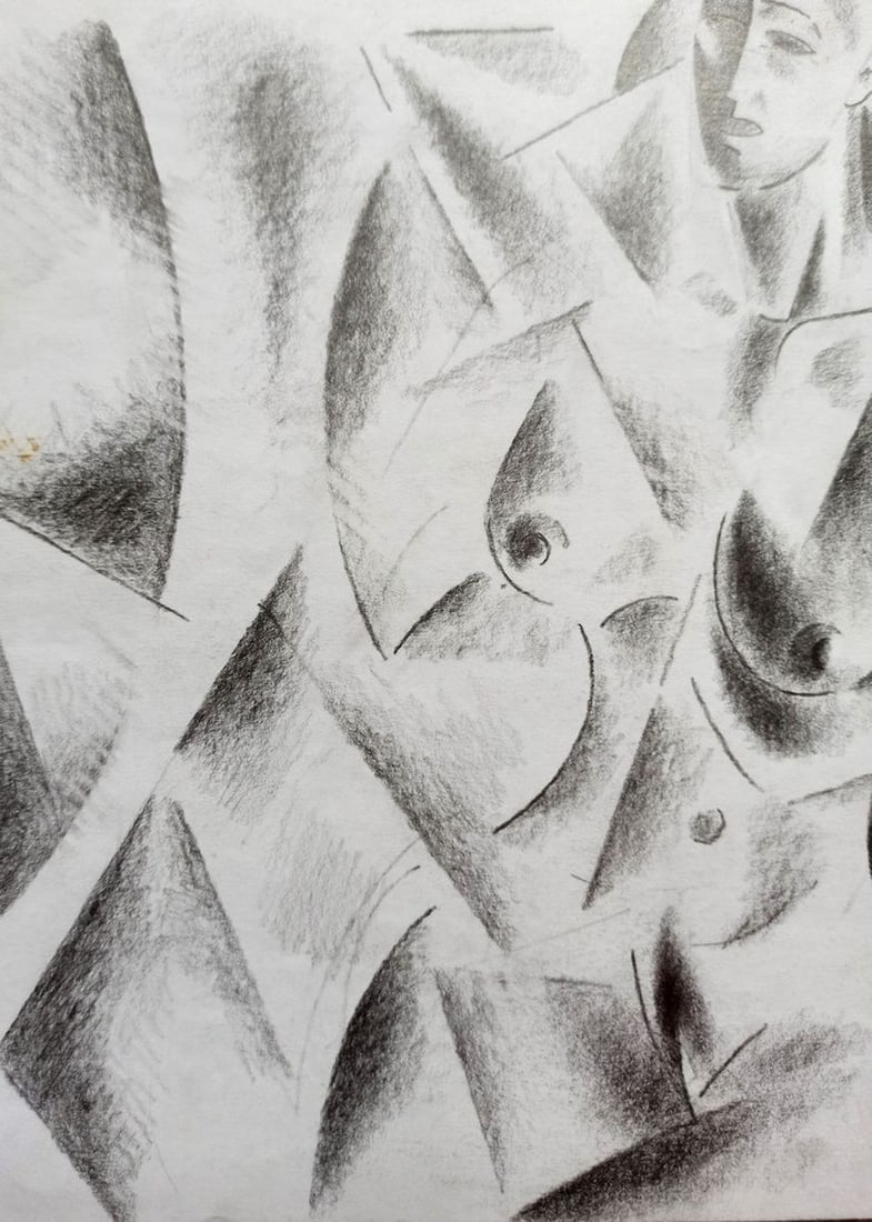 Abstract pencil painting Naked girl Peter Tovpev - 2