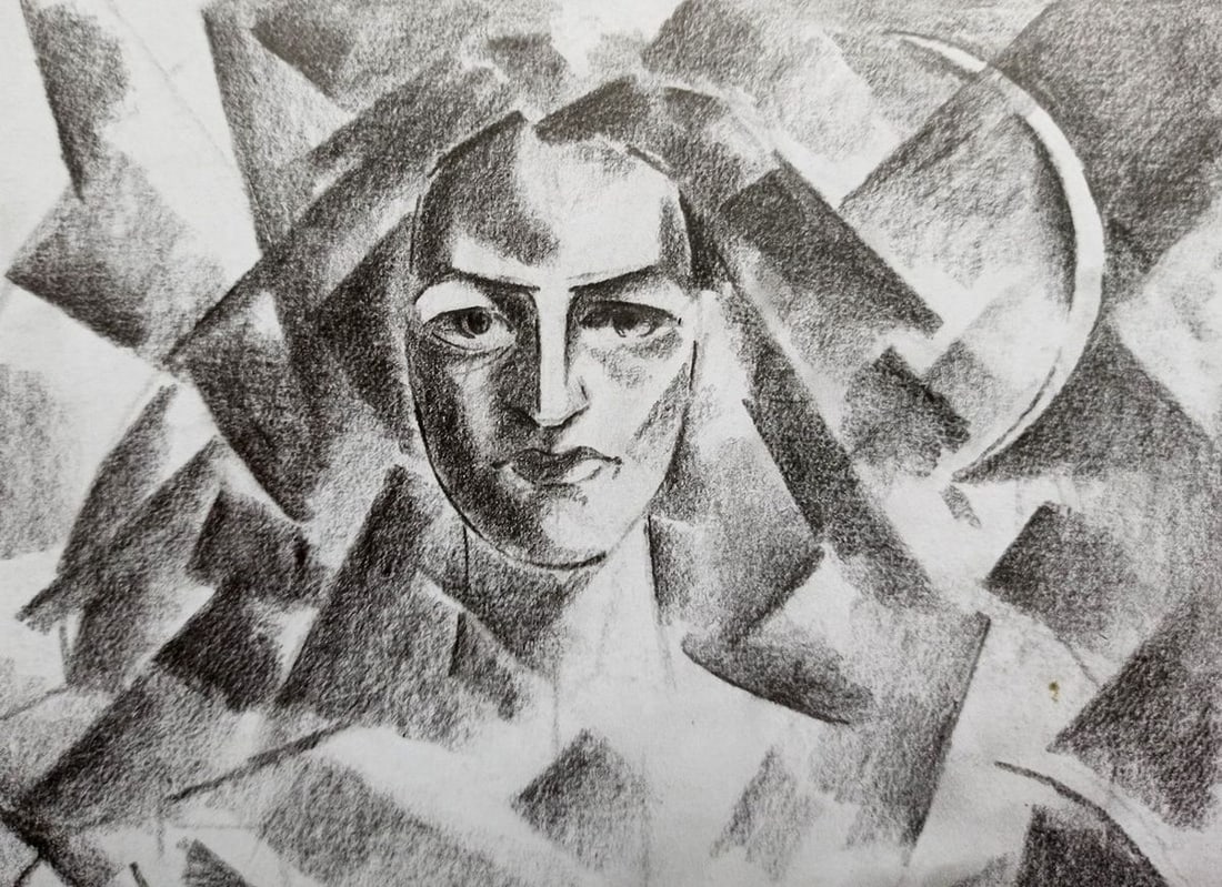 Abstract pencil painting Portrait of a girl Peter Tovpev - 2