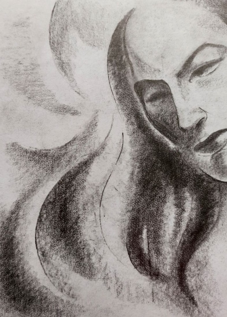 Abstract pencil painting Portrait of a girl Peter Tovpev - 2
