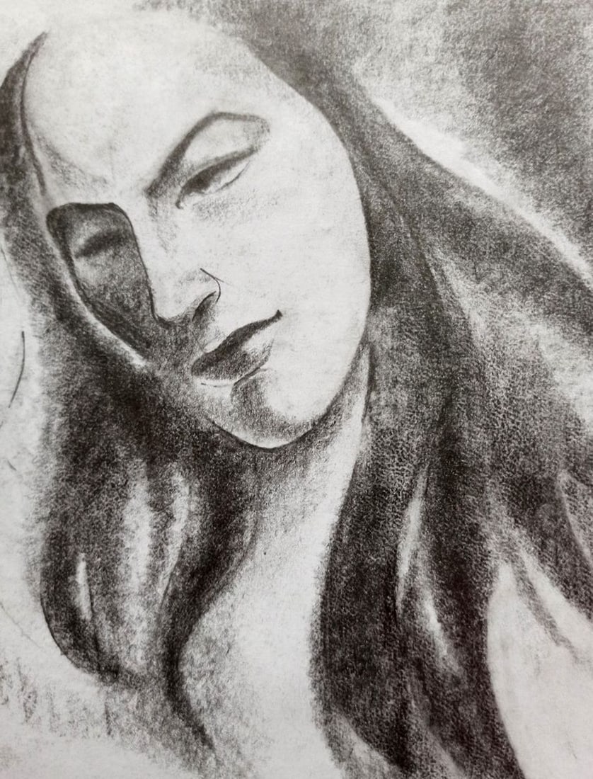 Abstract pencil painting Portrait of a girl Peter Tovpev - 3