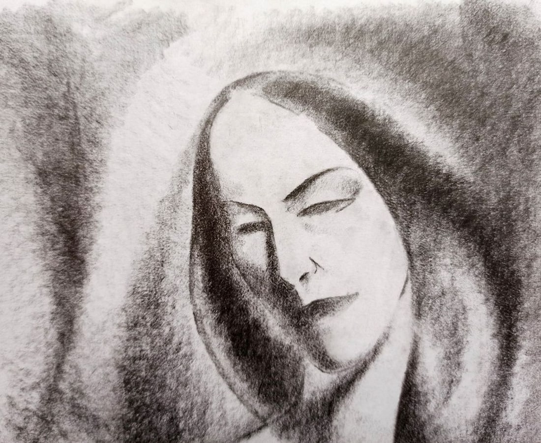 Abstract pencil painting Portrait of a girl Peter Tovpev - 2