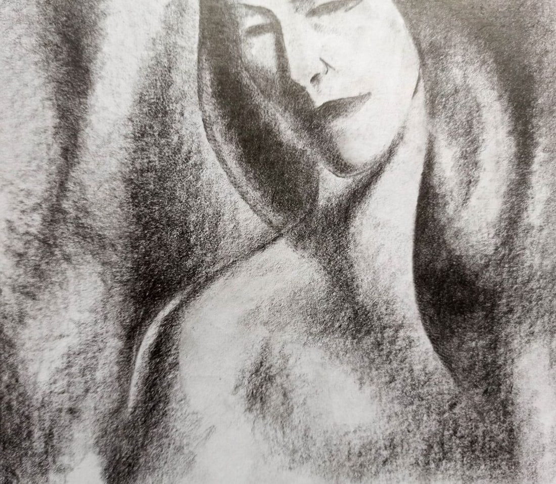 Abstract pencil painting Portrait of a girl Peter Tovpev - 3